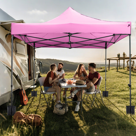 Carpa con toldo pop-up para exteriores de 10 x 10 pies, fácil de armar, refugio tipo mirador con bolsa con ruedas