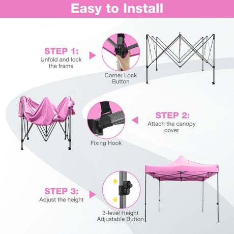 Carpa con toldo pop-up para exteriores de 10 x 10 pies, fácil de armar, refugio tipo mirador con bolsa con ruedas
