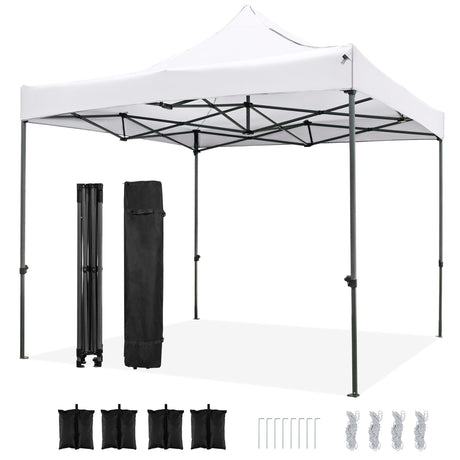 Carpa con toldo pop-up para exteriores de 10 x 10 pies, fácil de armar, refugio tipo mirador con bolsa con ruedas