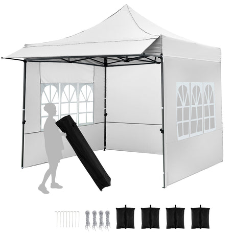 Carpa plegable de 10 x 10 pies con paredes laterales y toldo para fiestas, picnics y eventos