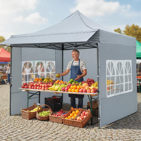 Carpa plegable de 10 x 10 pies con paredes laterales y toldo para fiestas, picnics y eventos
