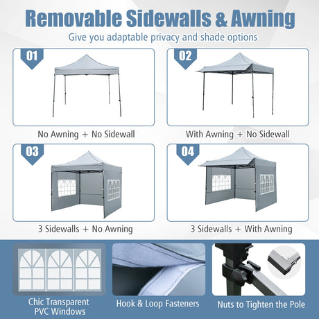 Carpa plegable de 10 x 10 pies con paredes laterales y toldo para fiestas, picnics y eventos