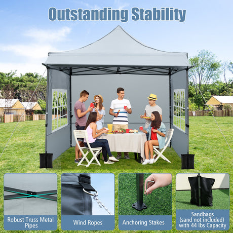 Carpa plegable de 10 x 10 pies con paredes laterales y toldo para fiestas, picnics y eventos