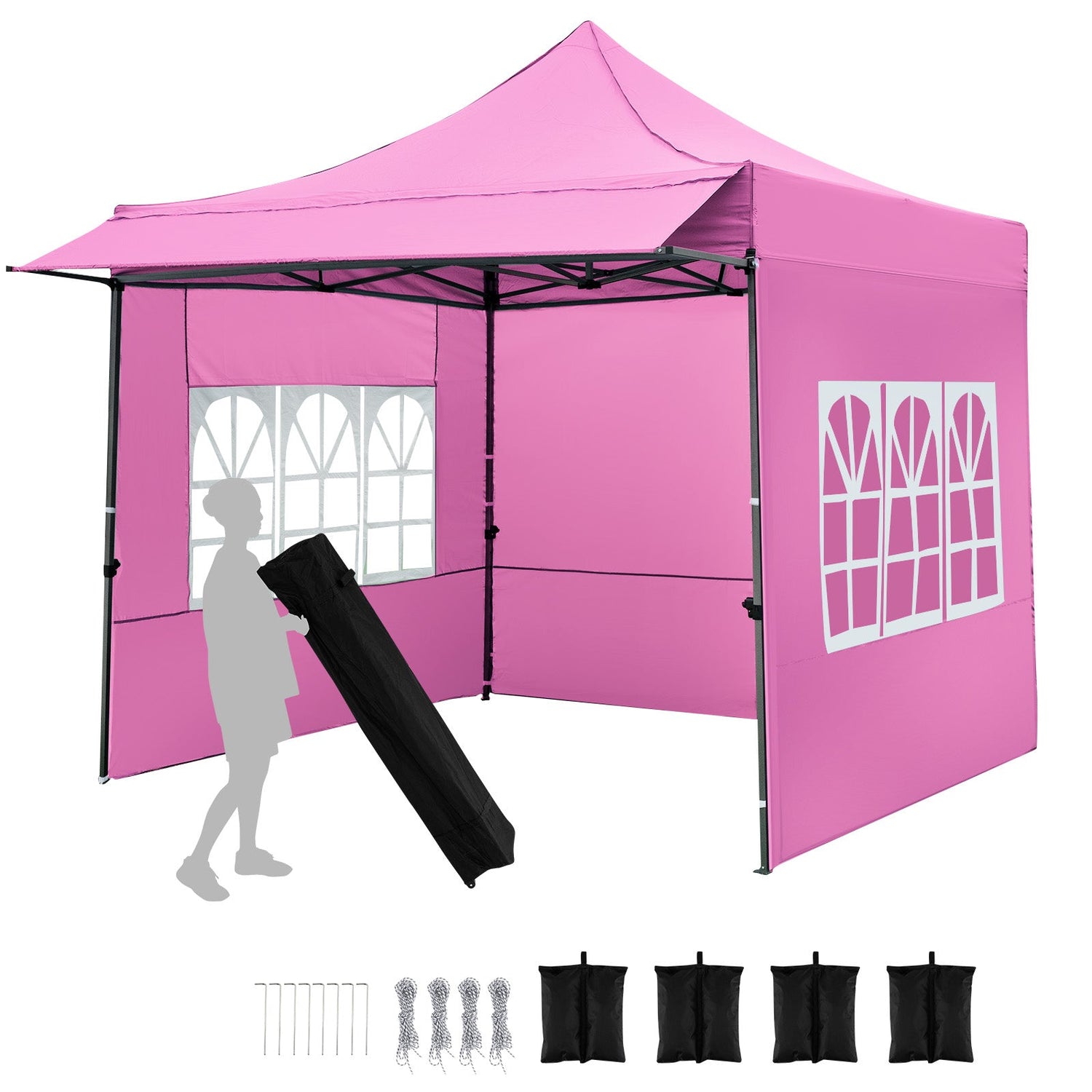 Carpa plegable de 10 x 10 pies con paredes laterales y toldo para fiestas, picnics y eventos