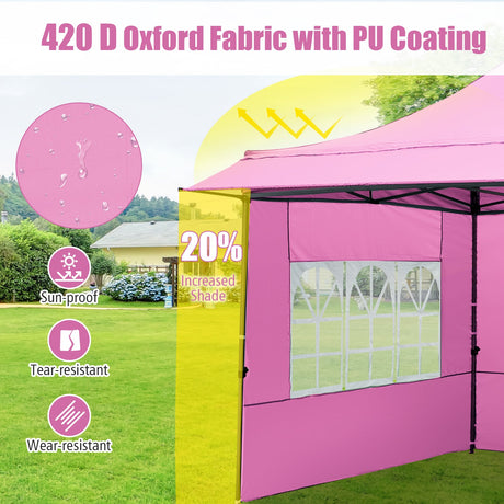 Carpa plegable de 10 x 10 pies con paredes laterales y toldo para fiestas, picnics y eventos