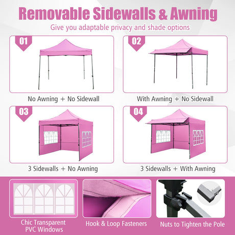 Carpa plegable de 10 x 10 pies con paredes laterales y toldo para fiestas, picnics y eventos