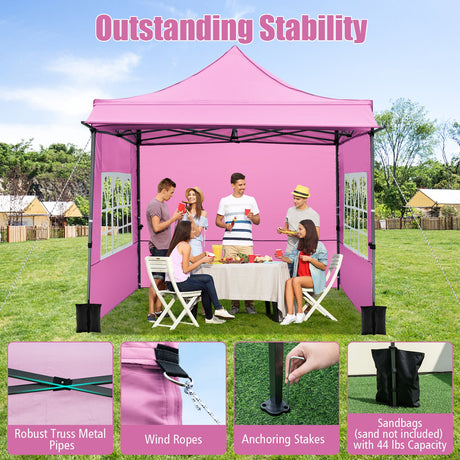 Carpa plegable de 10 x 10 pies con paredes laterales y toldo para fiestas, picnics y eventos