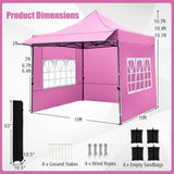 Carpa plegable de 10 x 10 pies con paredes laterales y toldo para fiestas, picnics y eventos