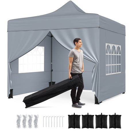 Carpa plegable de 3 x 3 m con 4 paredes laterales extraíbles y bolsa con ruedas