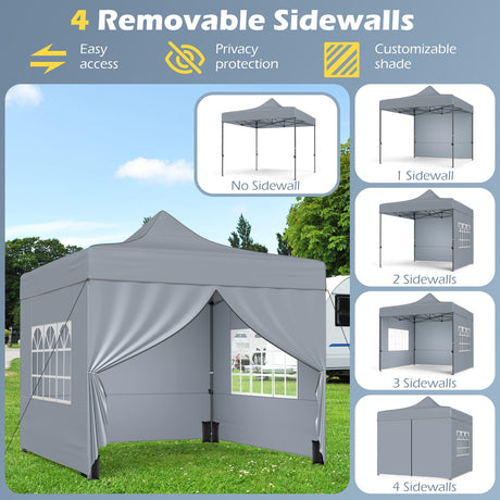 Carpa plegable de 3 x 3 m con 4 paredes laterales extraíbles y bolsa con ruedas