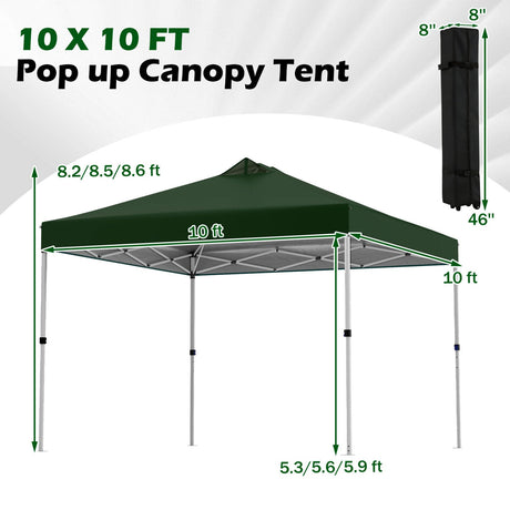 Carpa comercial desplegable para exteriores de 10 x 10 pies