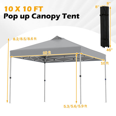 Carpa comercial desplegable para exteriores de 10 x 10 pies