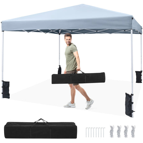 Carpa Canopy Plegable de 10 x 10 pies con Bolsa de Transporte y 4 Sacos de Arena