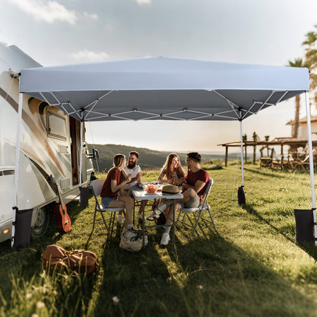 Carpa Canopy Plegable de 10 x 10 pies con Bolsa de Transporte y 4 Sacos de Arena