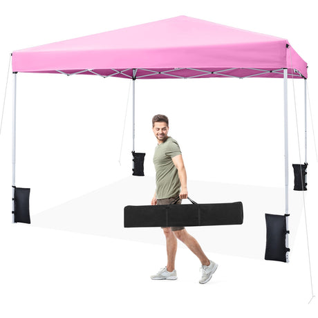 Carpa Canopy Plegable de 10 x 10 pies con Bolsa de Transporte y 4 Sacos de Arena