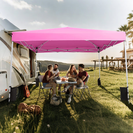 Carpa Canopy Plegable de 10 x 10 pies con Bolsa de Transporte y 4 Sacos de Arena