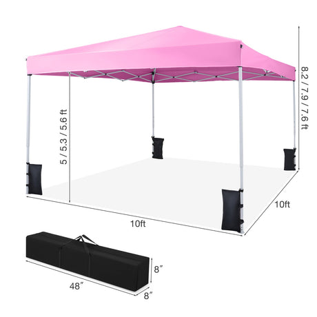 Carpa Canopy Plegable de 10 x 10 pies con Bolsa de Transporte y 4 Sacos de Arena