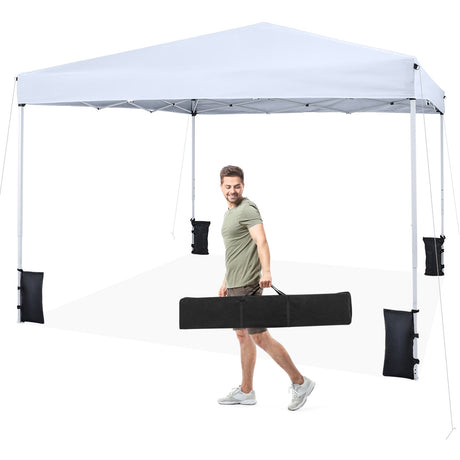 Carpa Canopy Plegable de 10 x 10 pies con Bolsa de Transporte y 4 Sacos de Arena