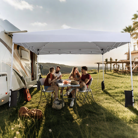 Carpa Canopy Plegable de 10 x 10 pies con Bolsa de Transporte y 4 Sacos de Arena