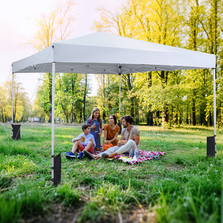 Carpa Canopy Plegable de 10 x 10 pies con Bolsa de Transporte y 4 Sacos de Arena