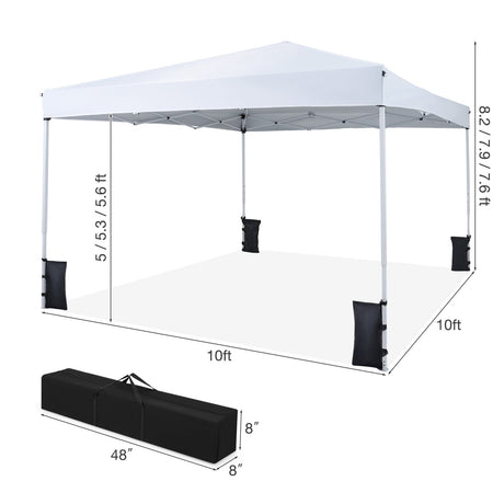 Carpa Canopy Plegable de 10 x 10 pies con Bolsa de Transporte y 4 Sacos de Arena