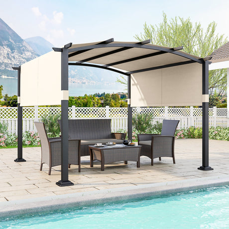 Pérgola exterior moderna de 3 x 3 m con dosel retráctil para jardín y patio