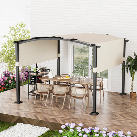 Pérgola exterior moderna de 3 x 3 m con dosel retráctil para jardín y patio