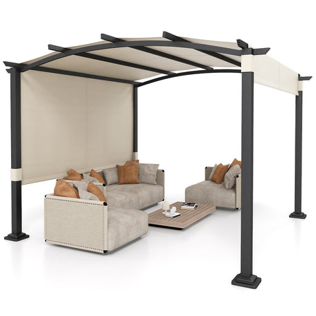 Pérgola exterior moderna de 3 x 3 m con dosel retráctil para jardín y patio