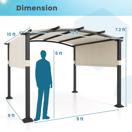 Pérgola exterior moderna de 3 x 3 m con dosel retráctil para jardín y patio