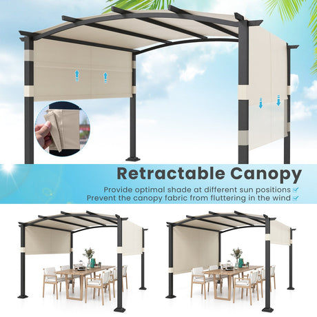 Pérgola exterior moderna de 3 x 3 m con dosel retráctil para jardín y patio
