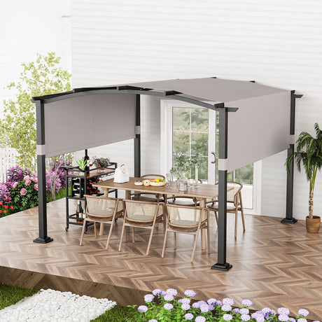 Pérgola exterior moderna de 3 x 3 m con dosel retráctil para jardín y patio
