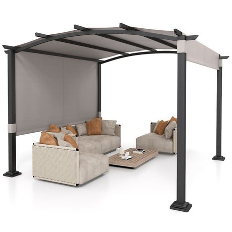 Pérgola exterior moderna de 3 x 3 m con dosel retráctil para jardín y patio