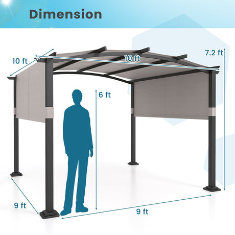 Pérgola exterior moderna de 3 x 3 m con dosel retráctil para jardín y patio