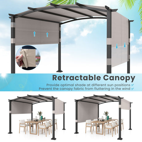 Pérgola exterior moderna de 3 x 3 m con dosel retráctil para jardín y patio