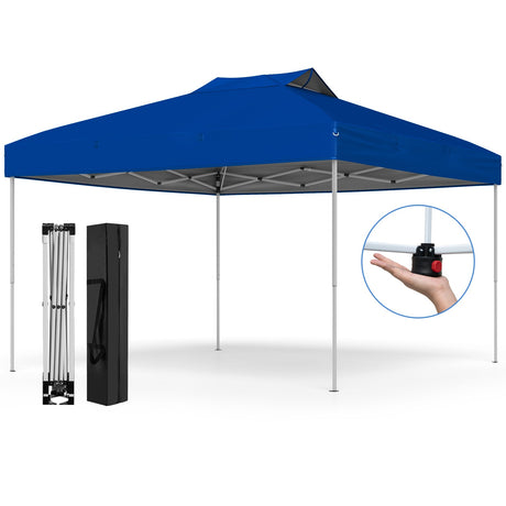 Carpa de lona plegable de 10 x 10 pies para patio exterior con bloqueo central de un solo empuje