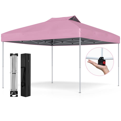 Carpa de lona plegable de 10 x 10 pies para patio exterior con bloqueo central de un solo empuje