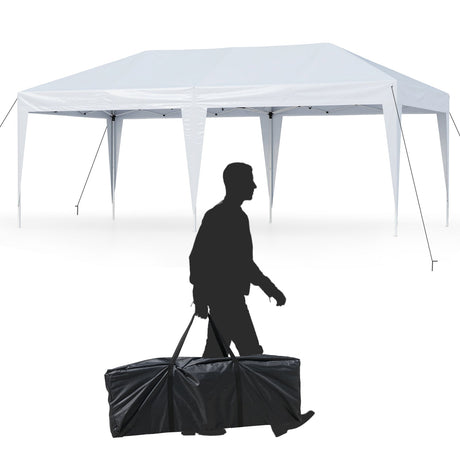 Carpa plegable de 3 x 6 m con bolsa de transporte para fiestas y barbacoas - Blanca