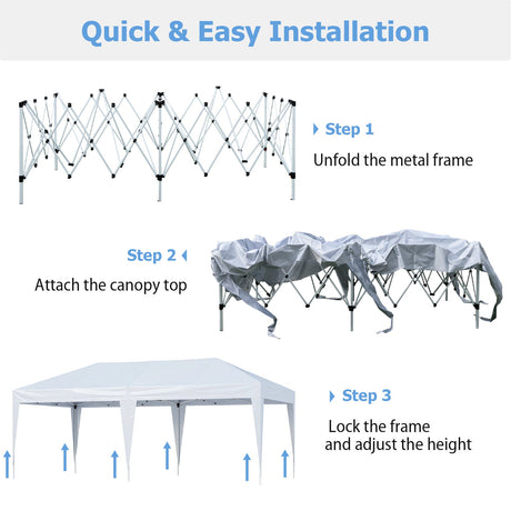 Carpa plegable de 3 x 6 m con bolsa de transporte para fiestas y barbacoas - Blanca