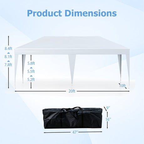 Carpa plegable de 3 x 6 m con bolsa de transporte para fiestas y barbacoas - Blanca