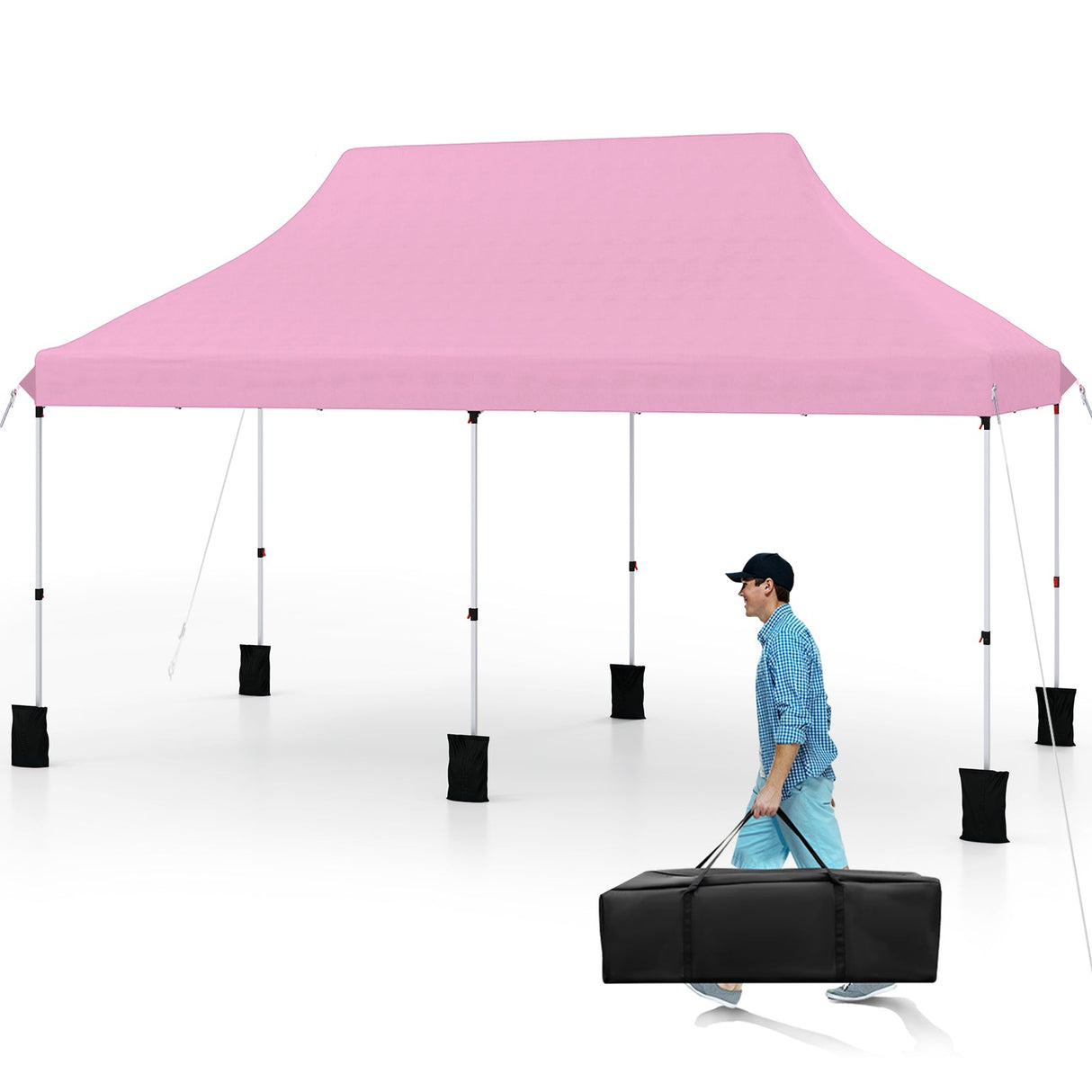 Carpa plegable tipo cenador de 10 x 20 pies para exteriores con bolsa de transporte - Azul