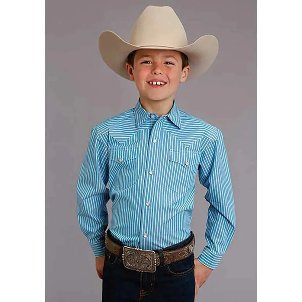 Stetson Candy Strip (Turquesa/Blanco) - Camisa Western para Niño