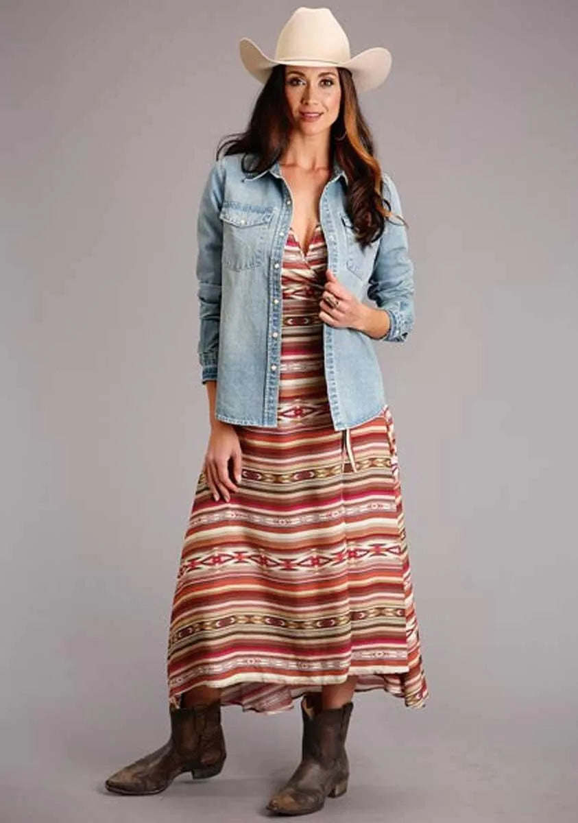Stetson Sunset Serape Estampado Azteca - Vestido Largo de Mujer