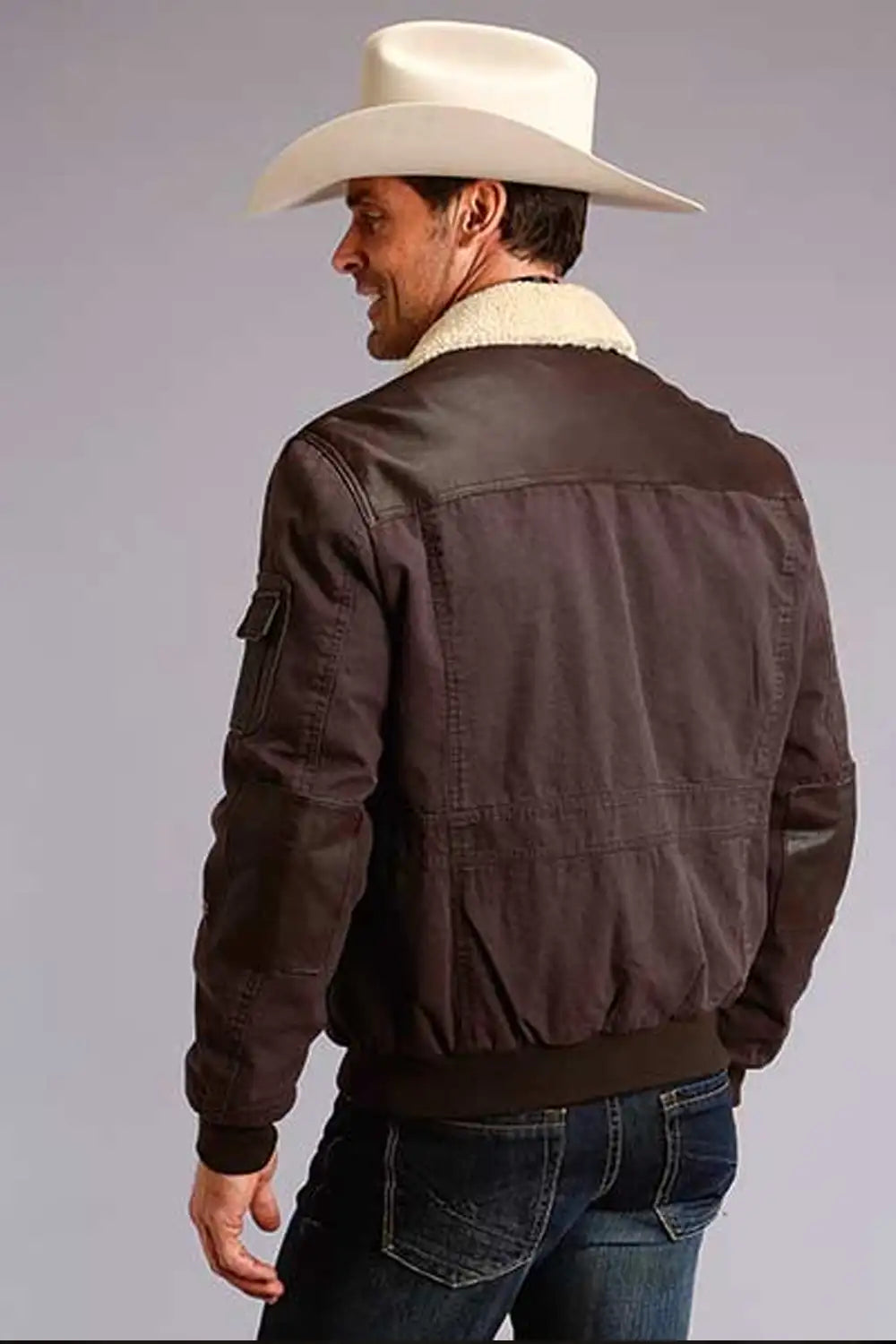 Chaqueta Stetson Estilo Bomber (Marrón) - Piel y Lona para Hombre