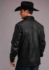 Camisa chaqueta de cuero Stetson Western (negra) - Chaqueta de cuero para hombre