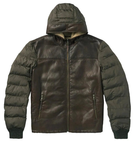 Chaqueta con Capucha Stetson Novelty de Piel Lisa (Marrón) - Chaqueta de Cuero para Hombre
