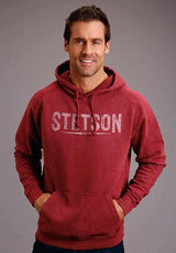 Sudadera con capucha para hombre Stetson Vintage con lavado mineral (borgoña)