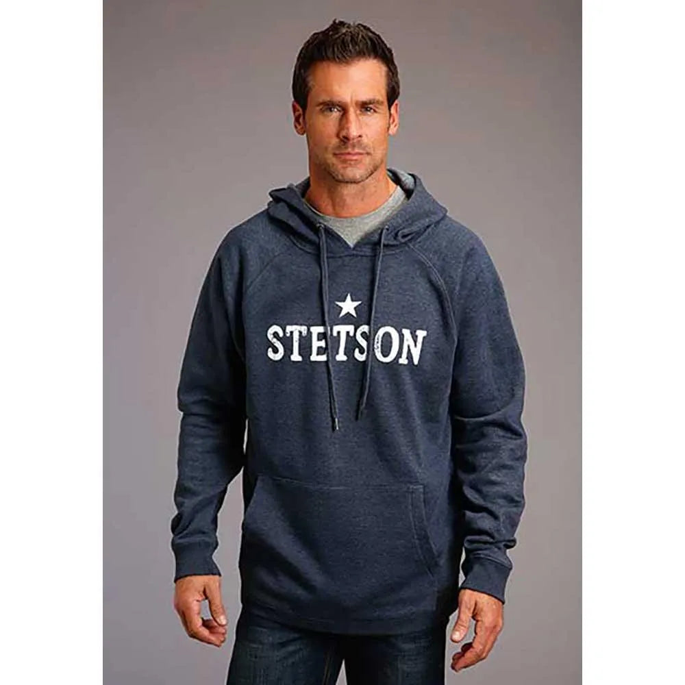 Sudadera con capucha Stetson Large Star Logo (gris jaspeado marino) - Hombre