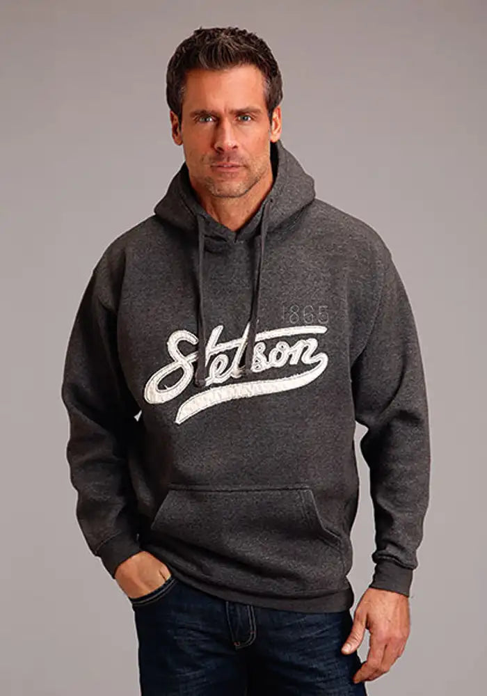 Sudadera con capucha Stetson 1865 Applique Script (gris) - Hombre