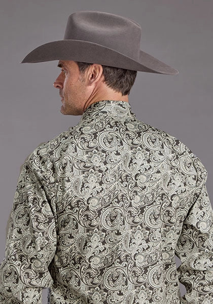 Stetson 2235 Paisley Plateado (Gris) - Camisa Vaquera de Hombre