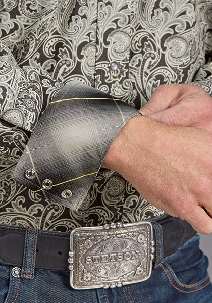 Stetson 2235 Paisley Plateado (Gris) - Camisa Vaquera de Hombre